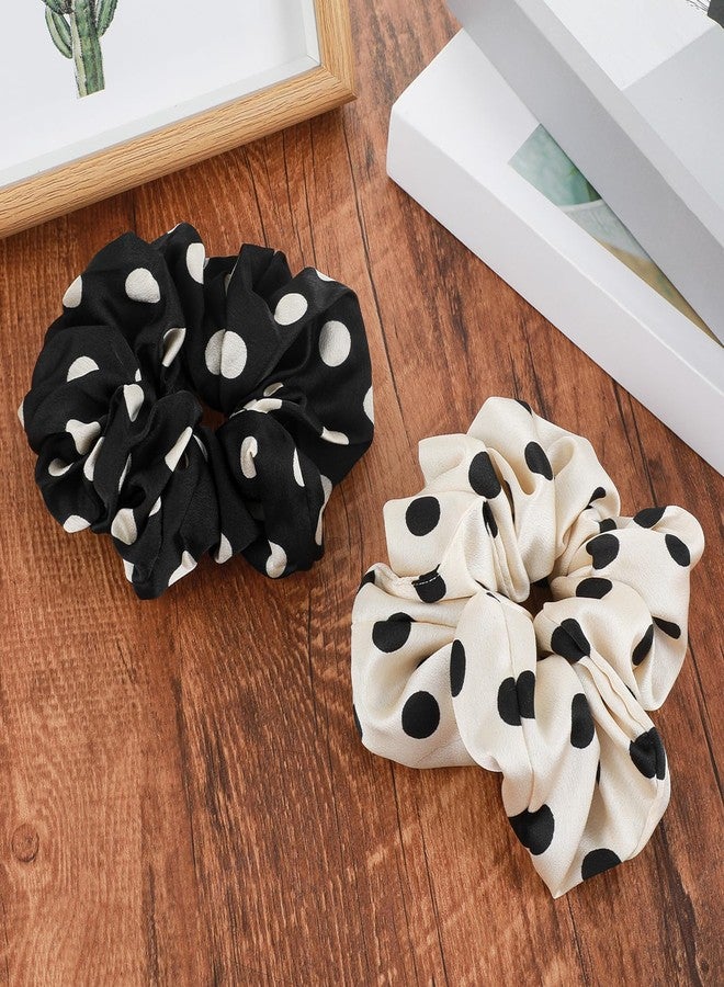 Ymapinc 2pcs Polka Dot Big Scrunchies, Ymapinc Jumbo Silk-Like Hair Scrunchies for Women/Girls, Vintage Polka Dot Hair Accessories - Image 1